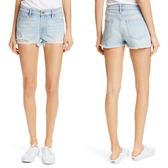 Frame Le Grand Garçon Shredded Cut Off Shorts - Picture 7 of 9